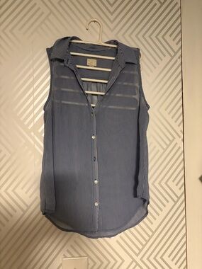 a new day Blue and White Pinstripe Sleeveless Button-Down Shirt